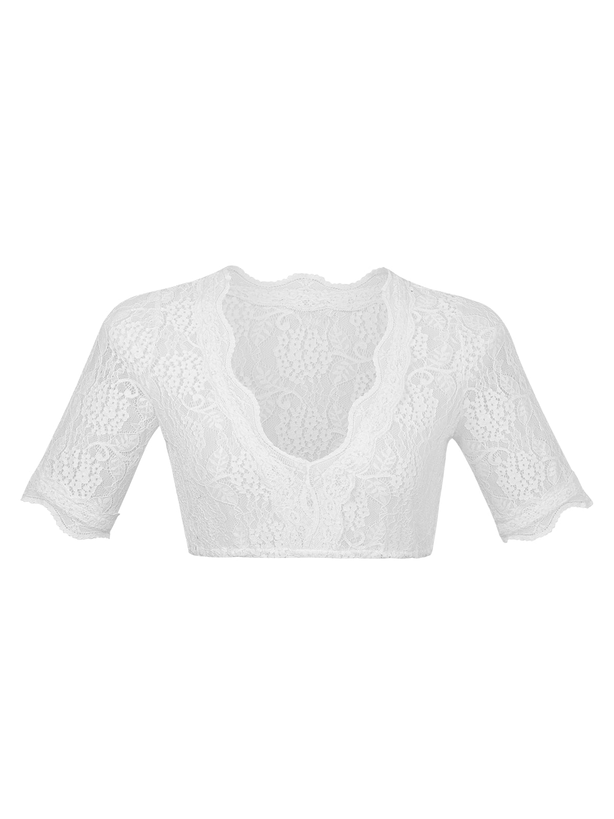 weiß Dirndlbluse Lilly – V-Ausschnitt & kurzarm