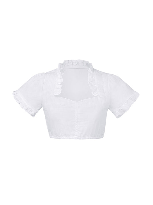 Weiß Dirndlbluse Clea – Herz-Ausschnitt & kurzarm